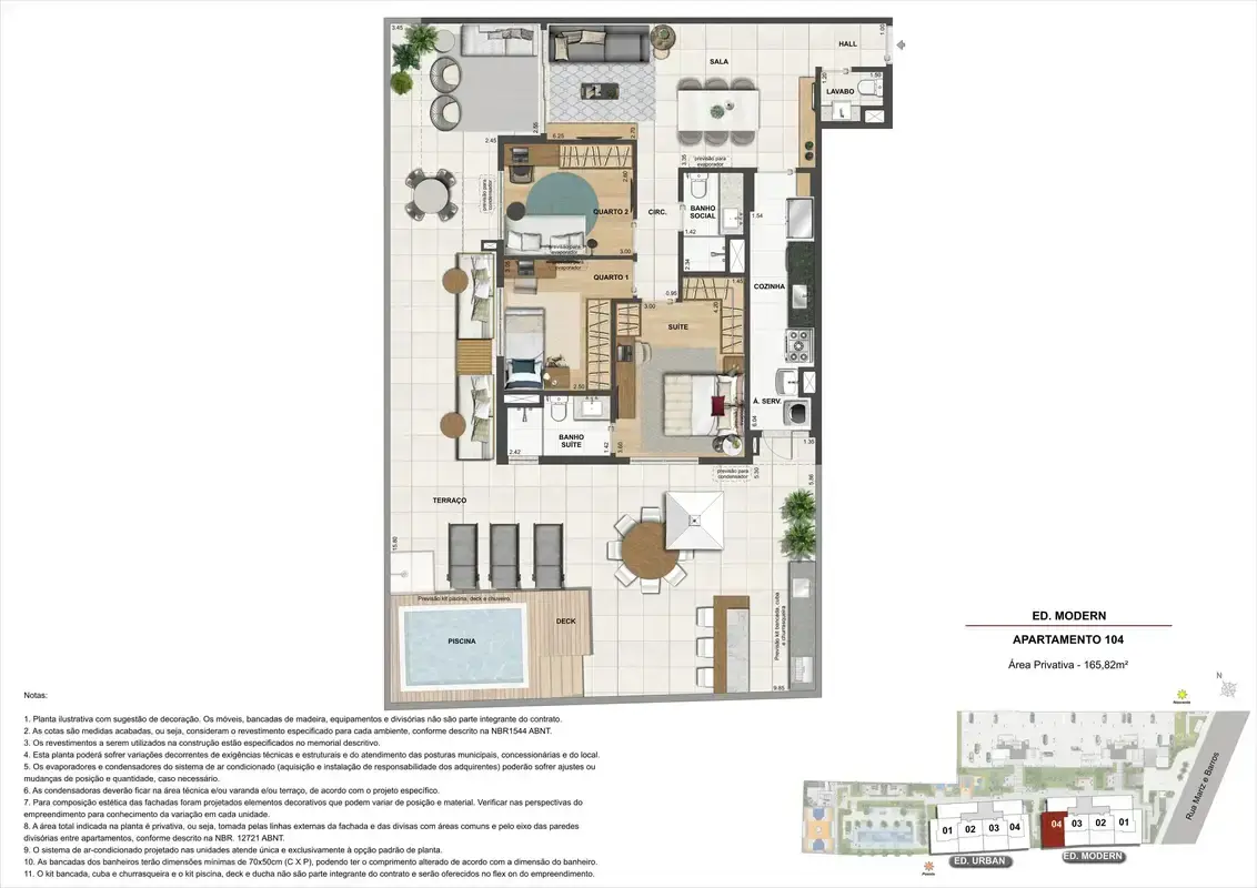 Planta do Apartamento 104 do Ed.Modern