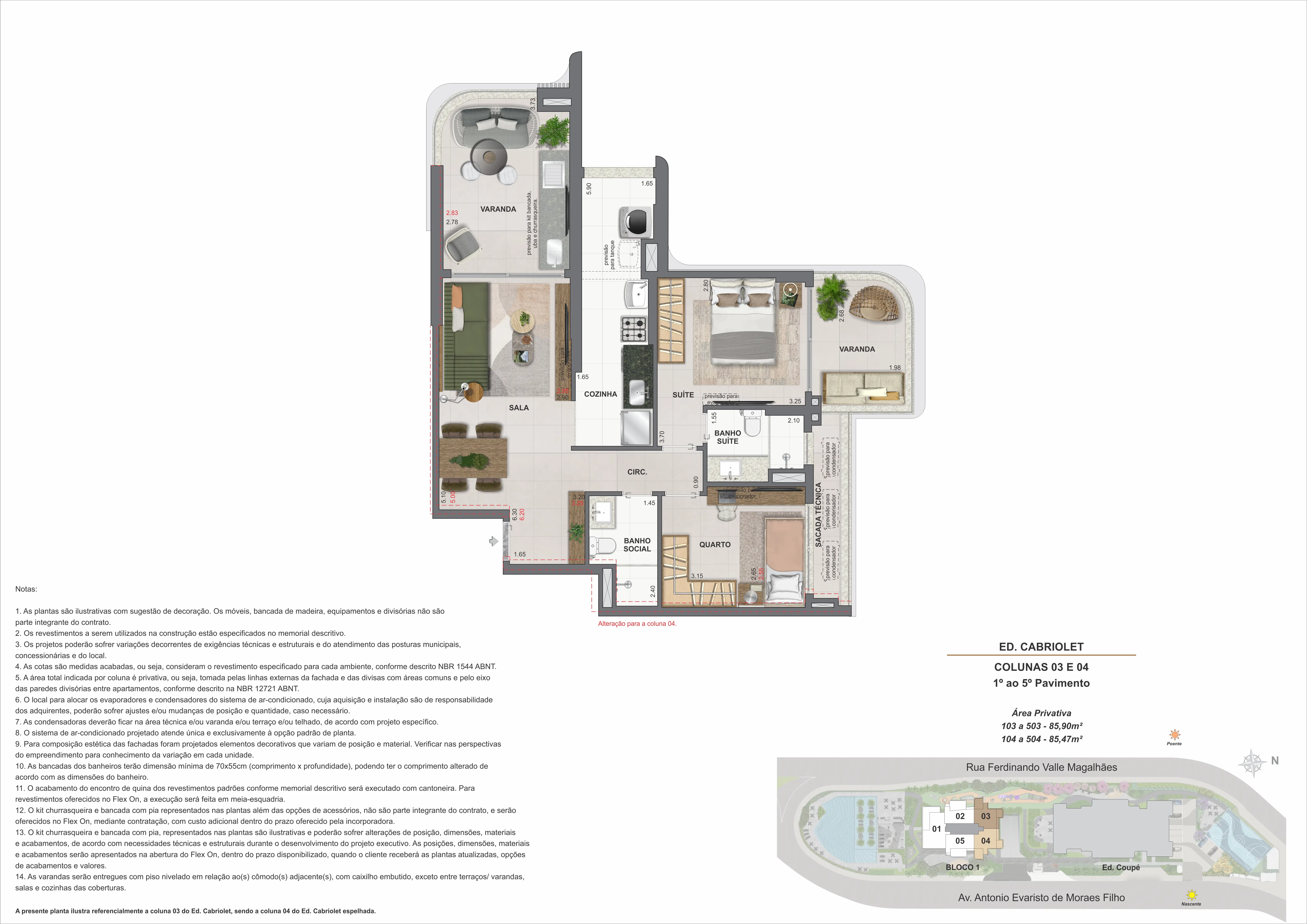 Planta ilustrativa · Cabriolet Coluna 03 04 1 ao 5