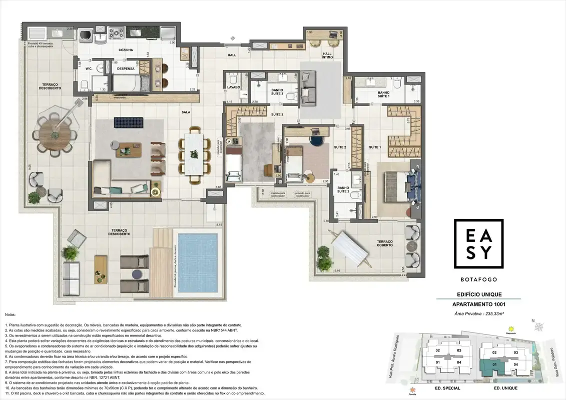 Planta dos Apartamento 1001 do Edifício Unique