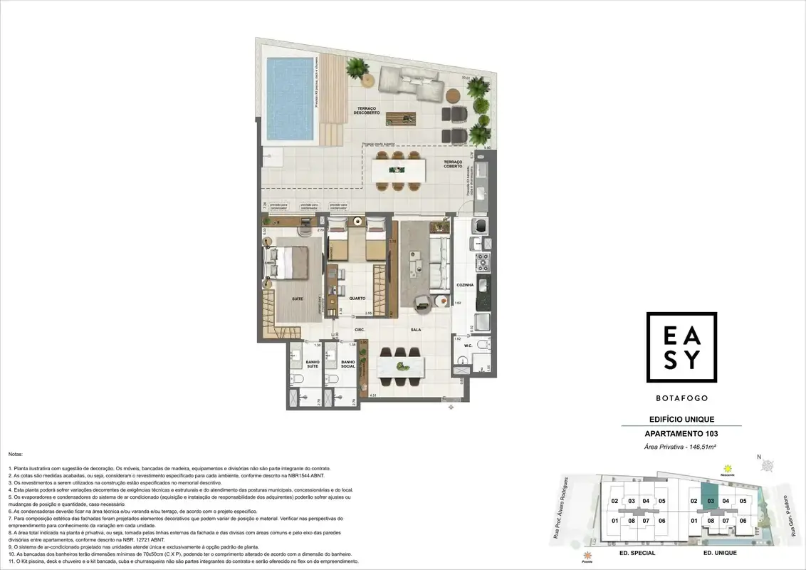 Planta dos Apartamento 103 do Edifício Unique