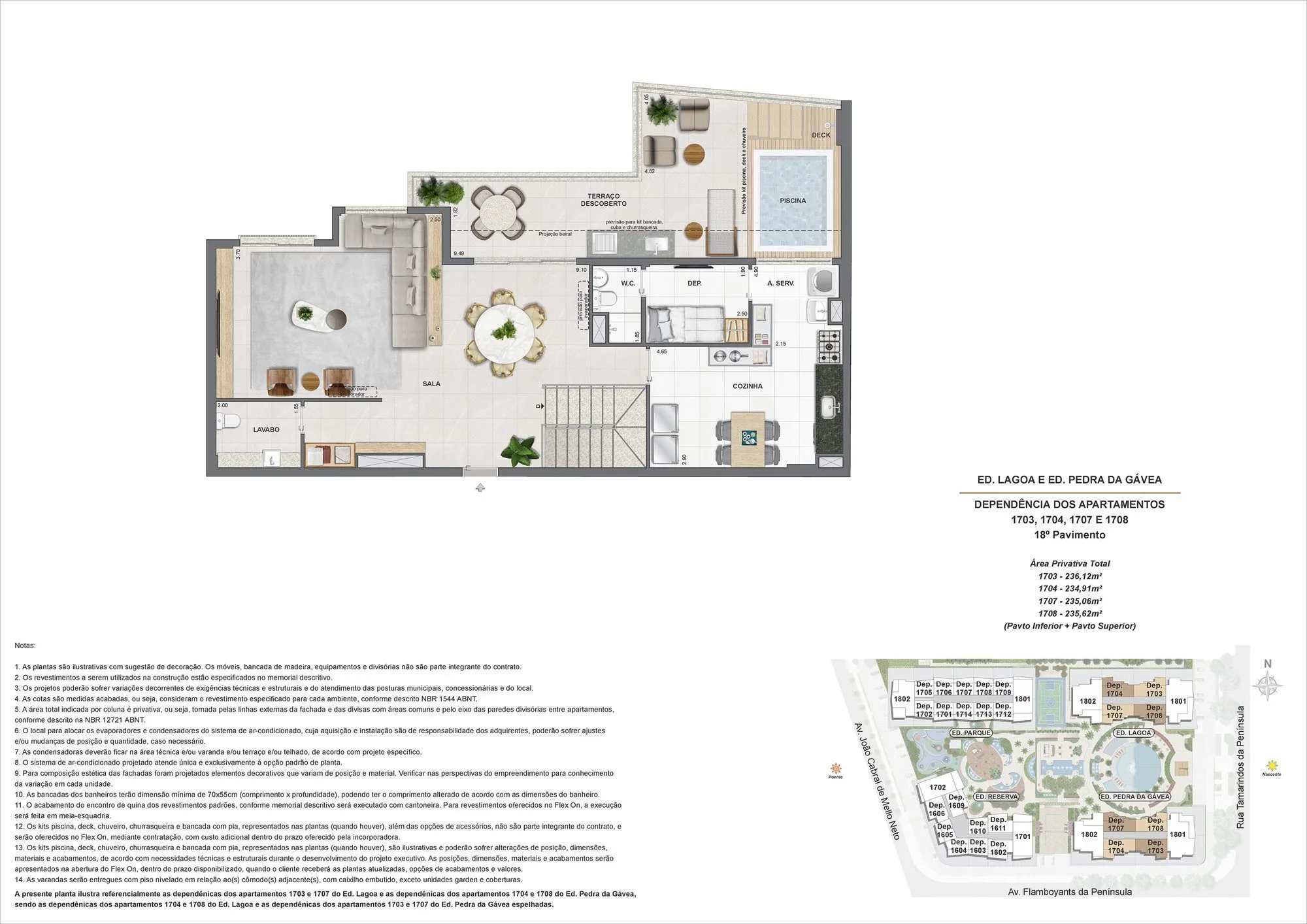 Planta ilustrativa · 2 quartos Ed. Parque 202 205
