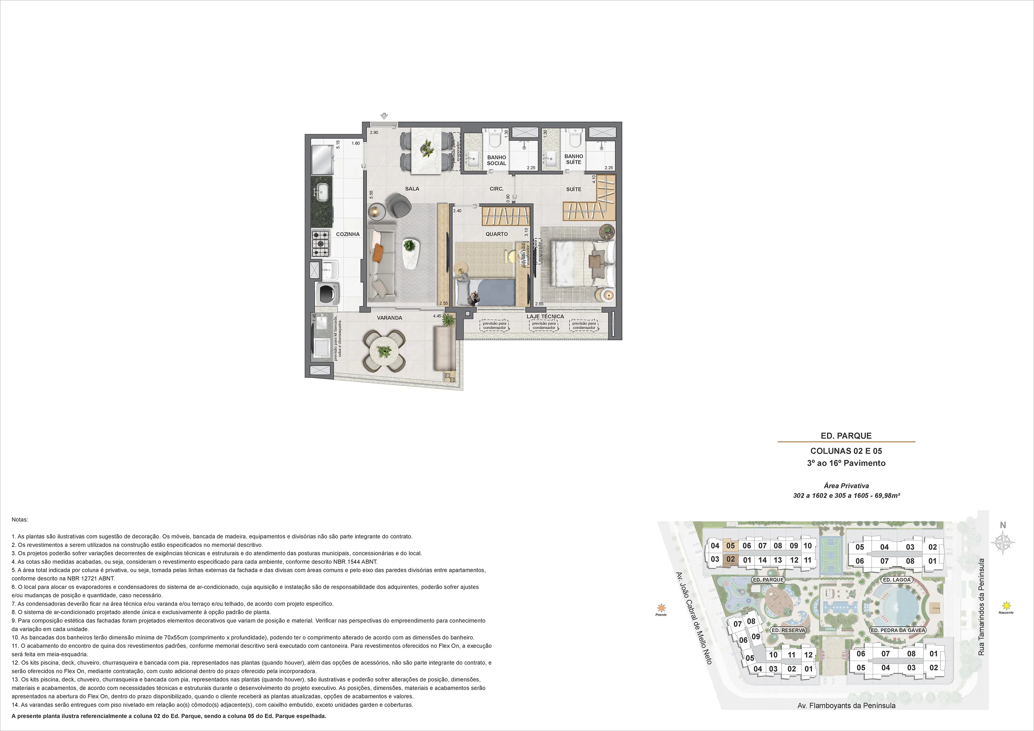 Planta ilustrativa · 2 quartos Ed. Parque col02 05