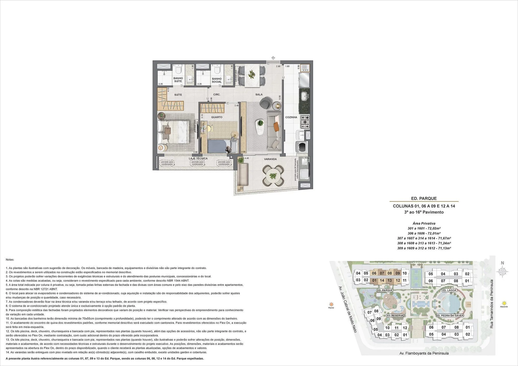 Planta ilustrativa · 2 quartos Ed. Parque