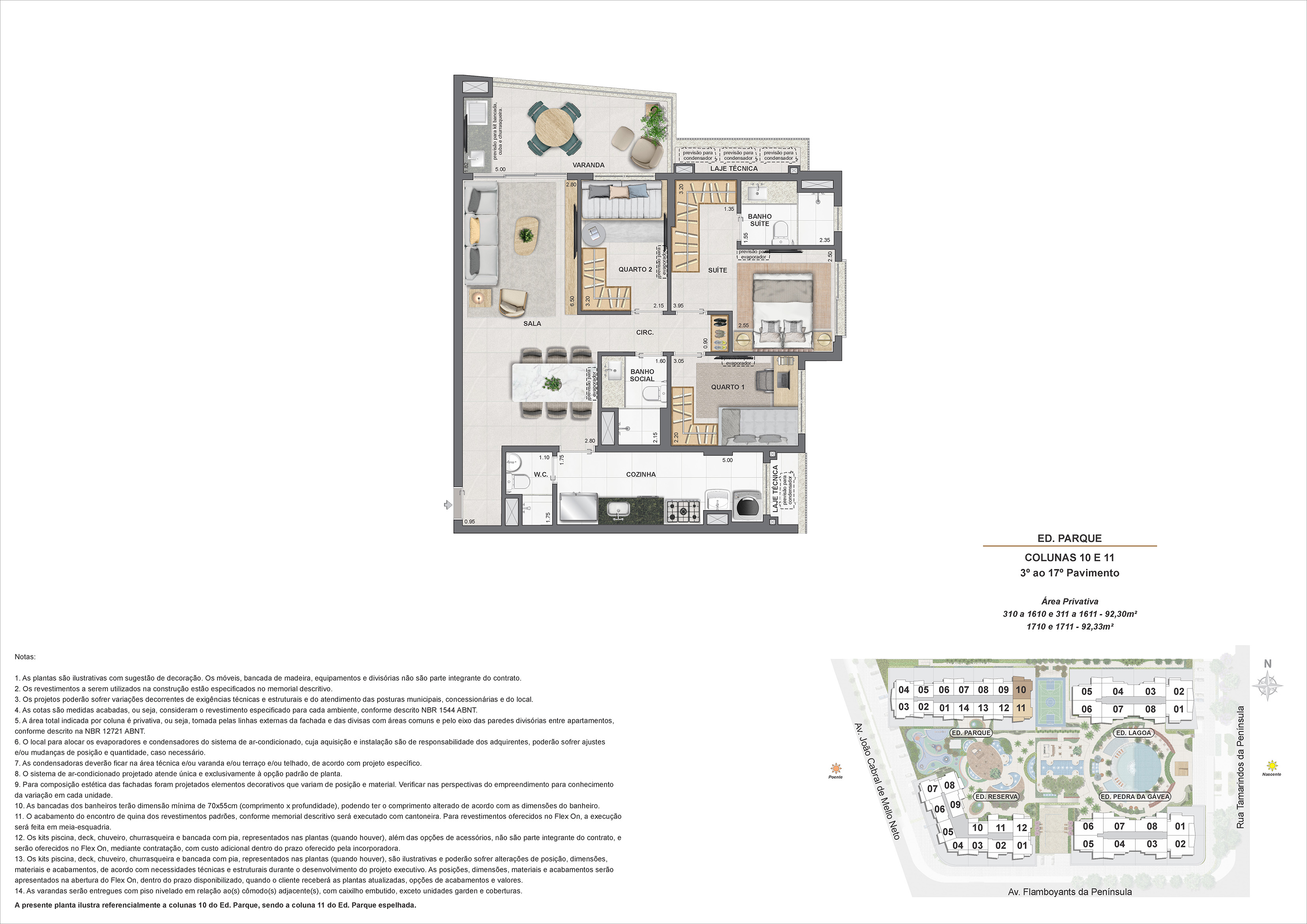 Planta ilustrativa · 3 quartos Ed. Parque col10 11