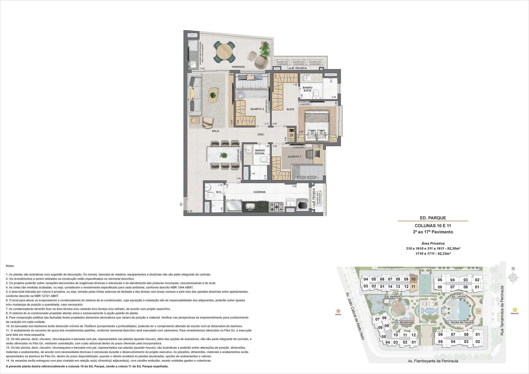 Planta ilustrativa · 3 quartos Ed. Parque col10 11