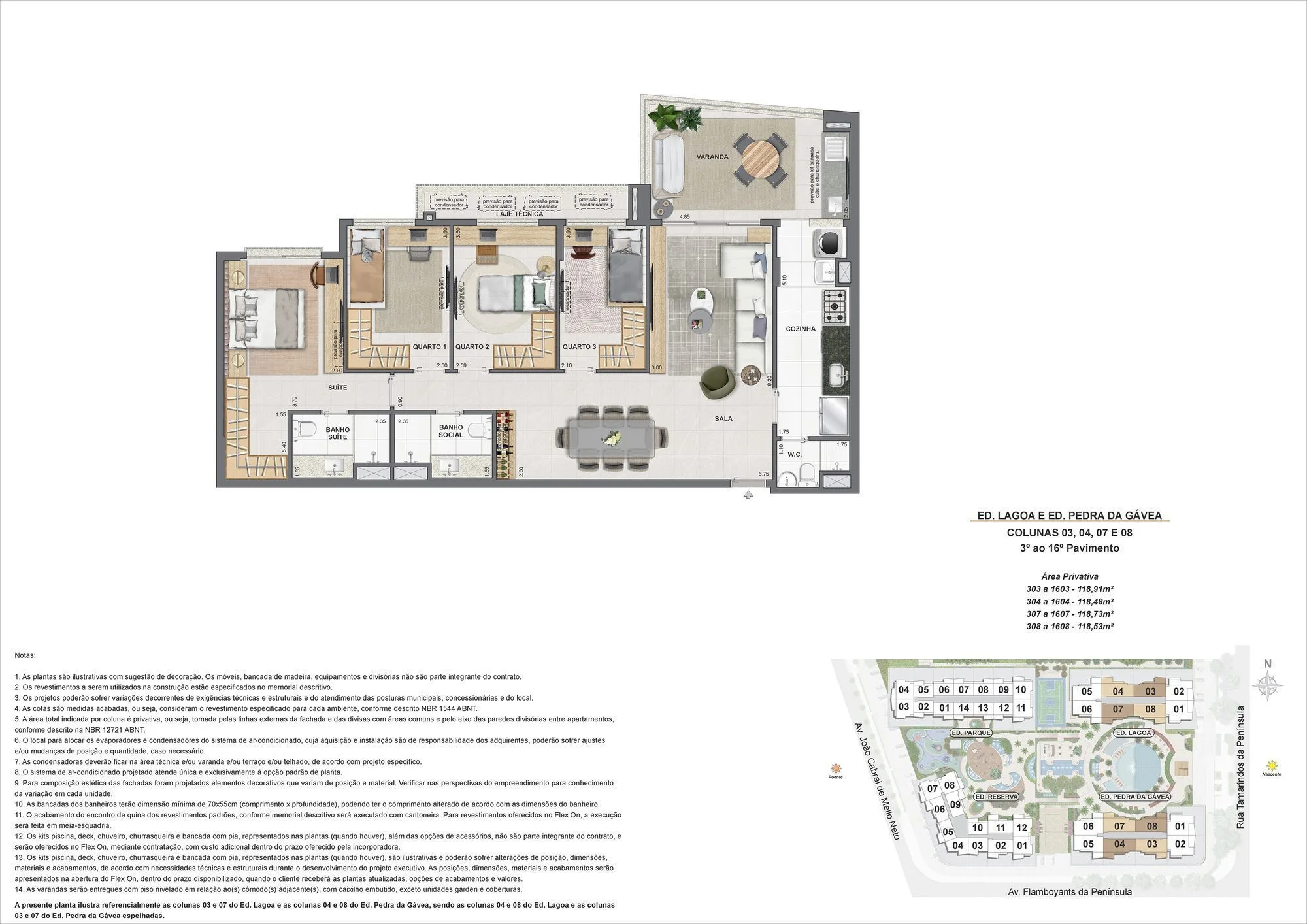 Planta ilustrativa · 4 quartos col03 04 07 08