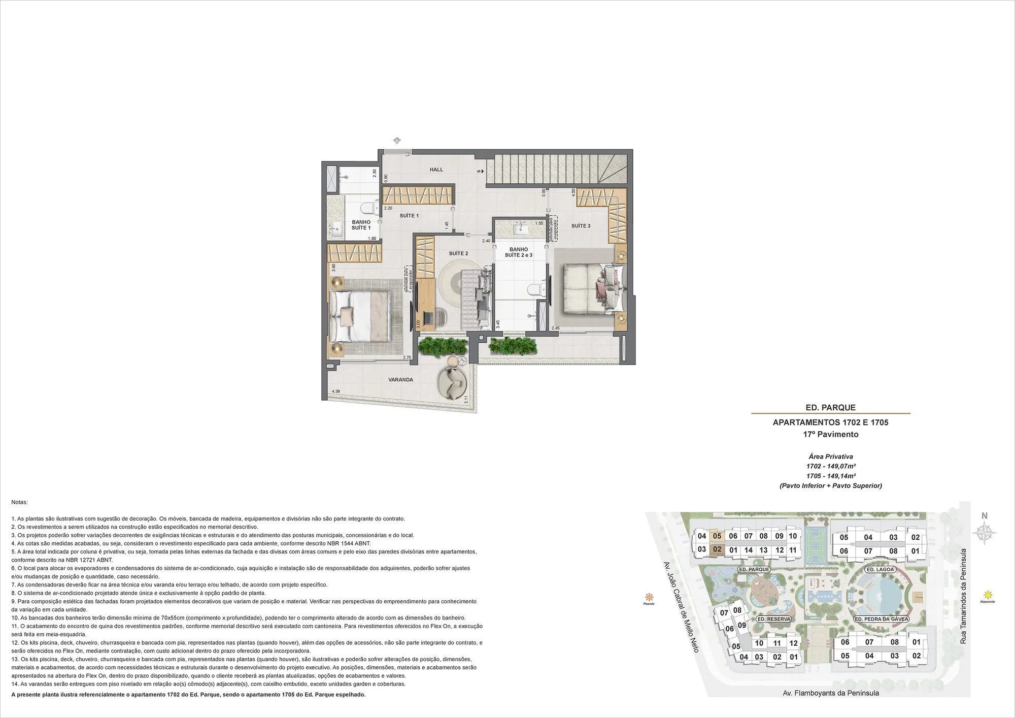 Planta ilustrativa · Cobertura duplex Ed. Parque 1702 1705