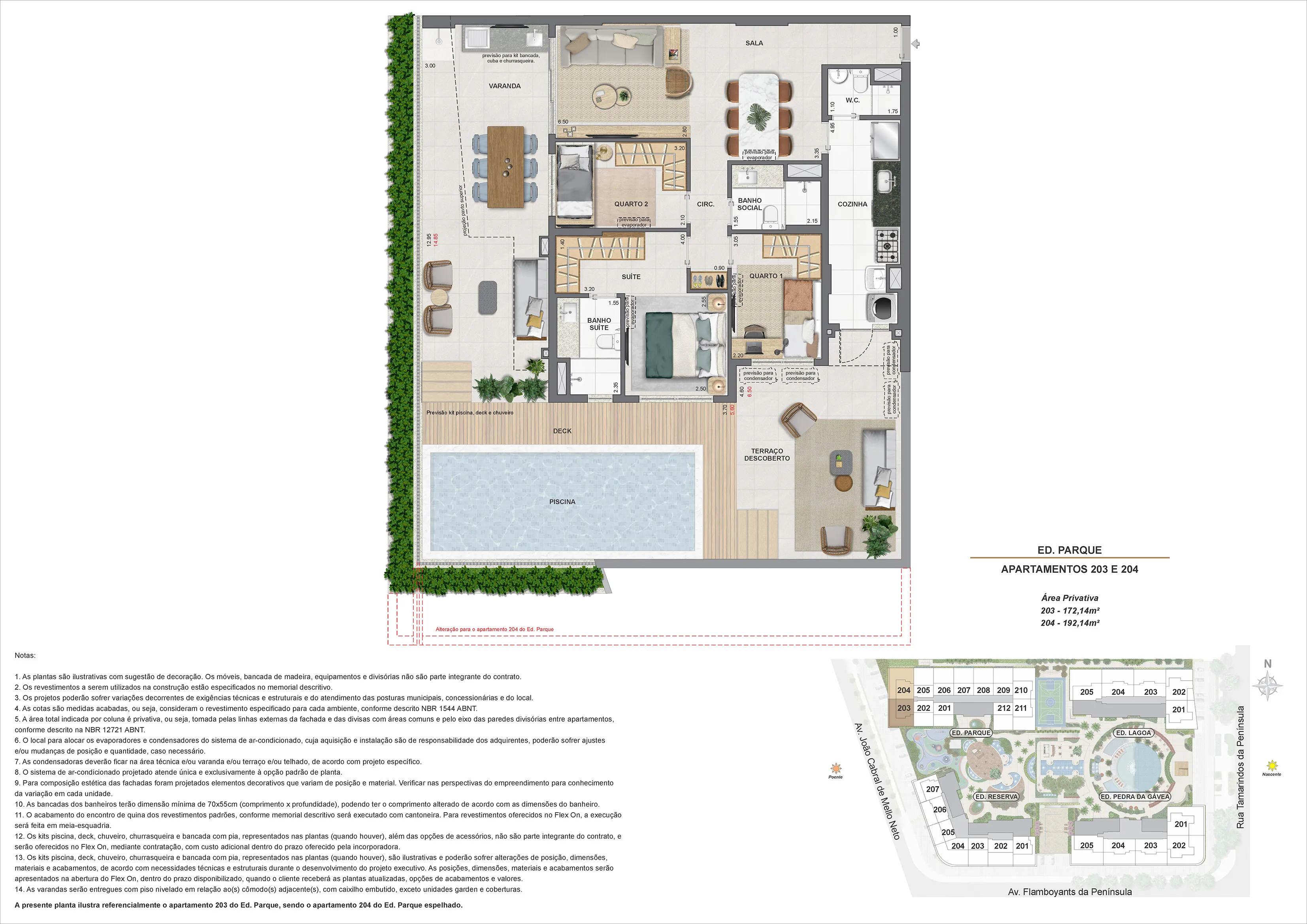 Planta ilustrativa · Garden Ed. Parque 203 204