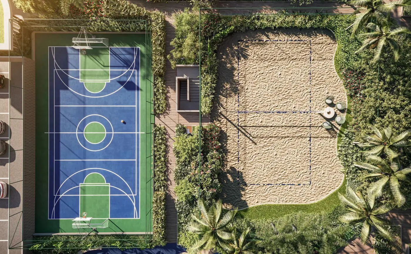 Quadra recreativa e quadra de areia