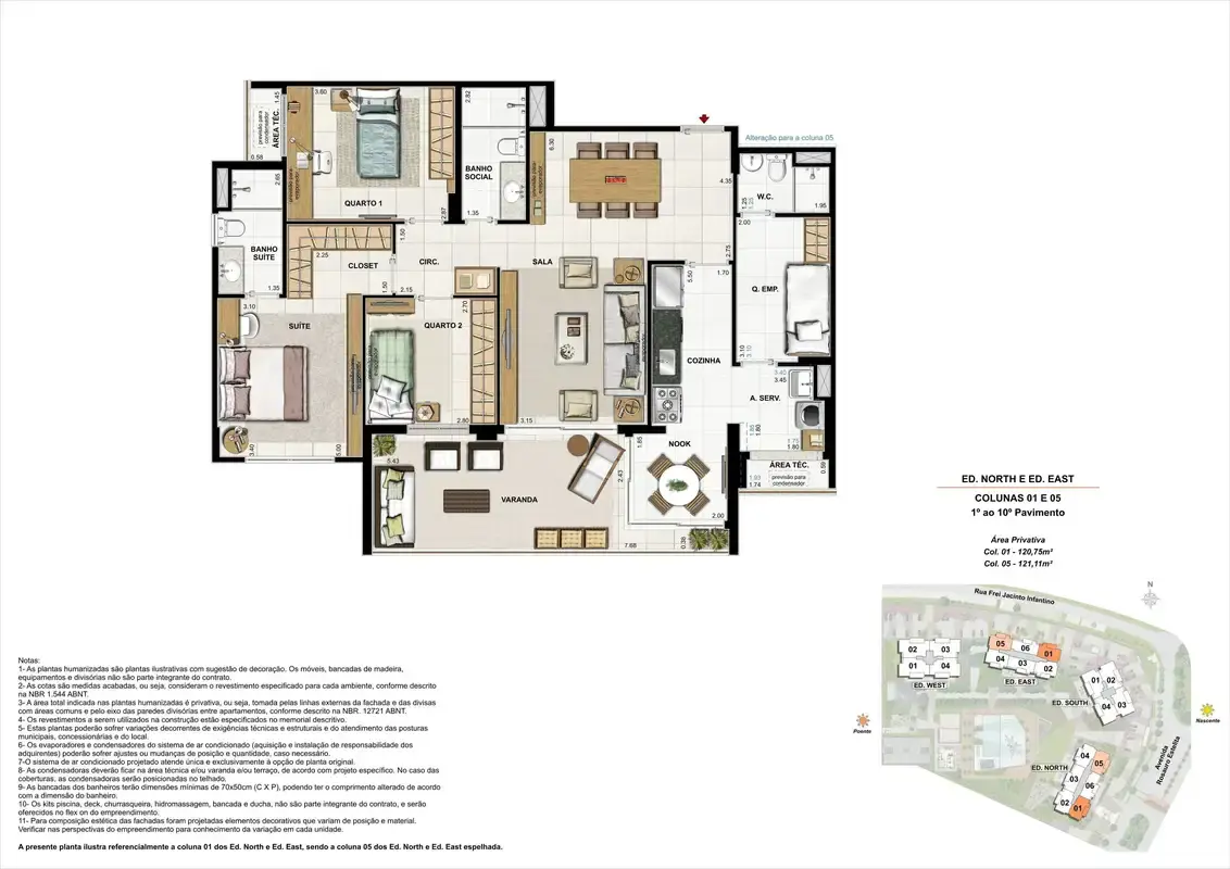Latitud ED. North e ED. East Apartamento 120m² Coluna 01 e 05 (PAV. 01 a 10)