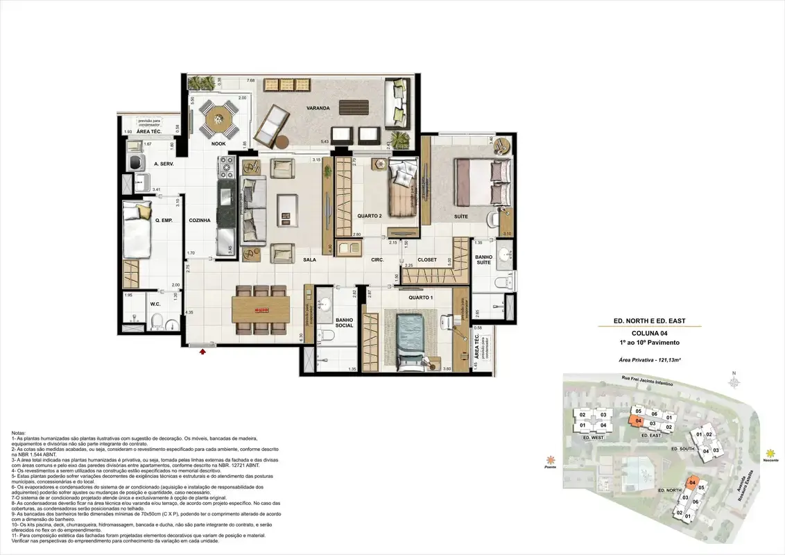 Latitud ED. North e ED. East Apartamento 121m² Coluna 04 (PAV. 01 a 10)