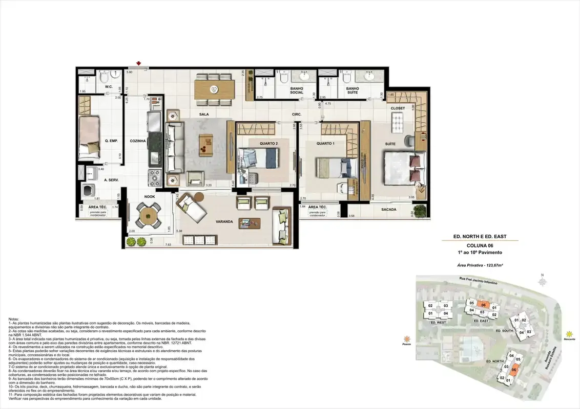 Latitud ED. North e ED. East Apartamento 123m² Coluna 06 (PAV. 01 a 10)