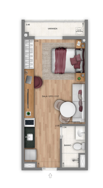 Planta ilustrativa · Studio 31m²