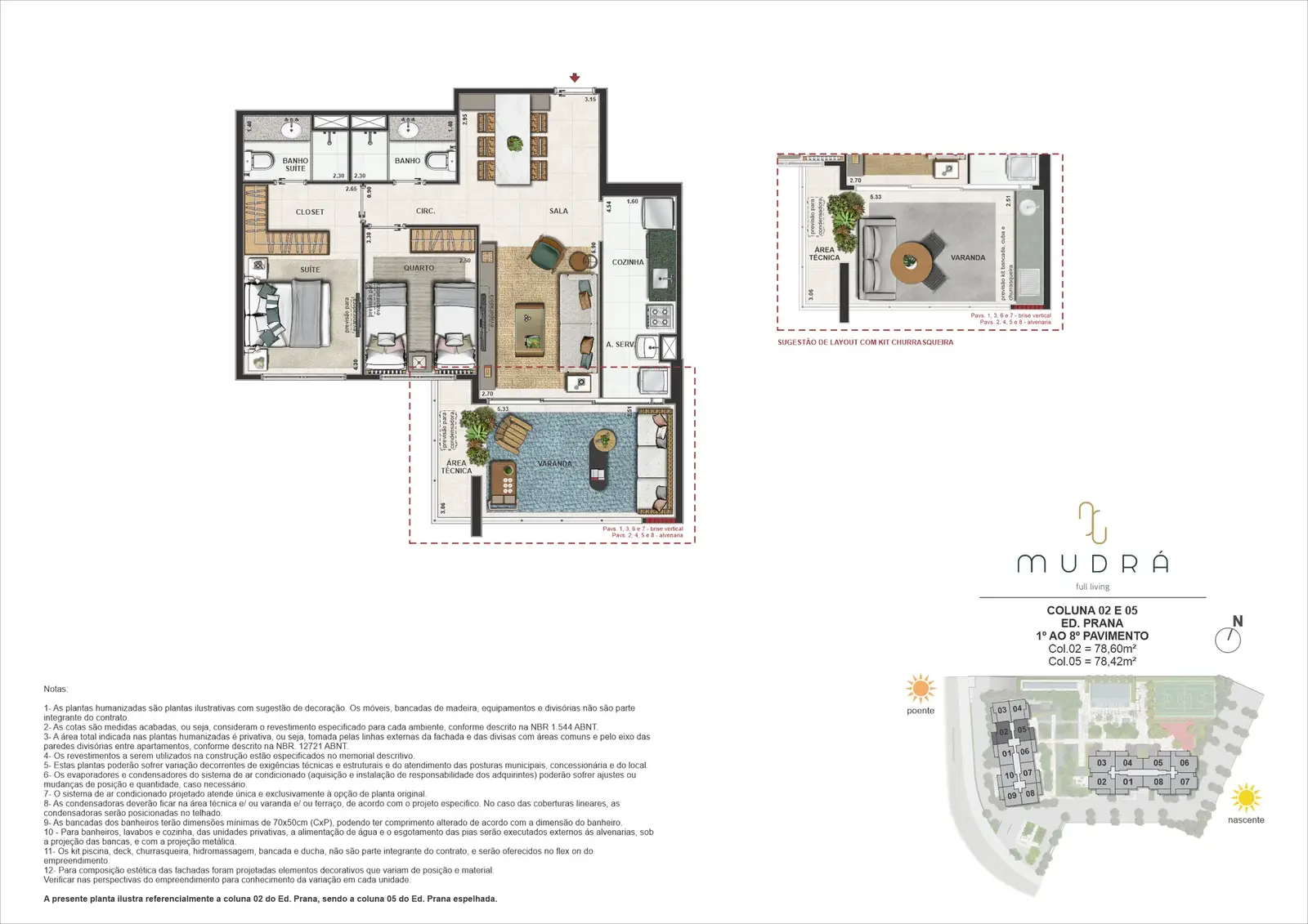 Planta ilustrativa · 2 quartos, 78,60m²