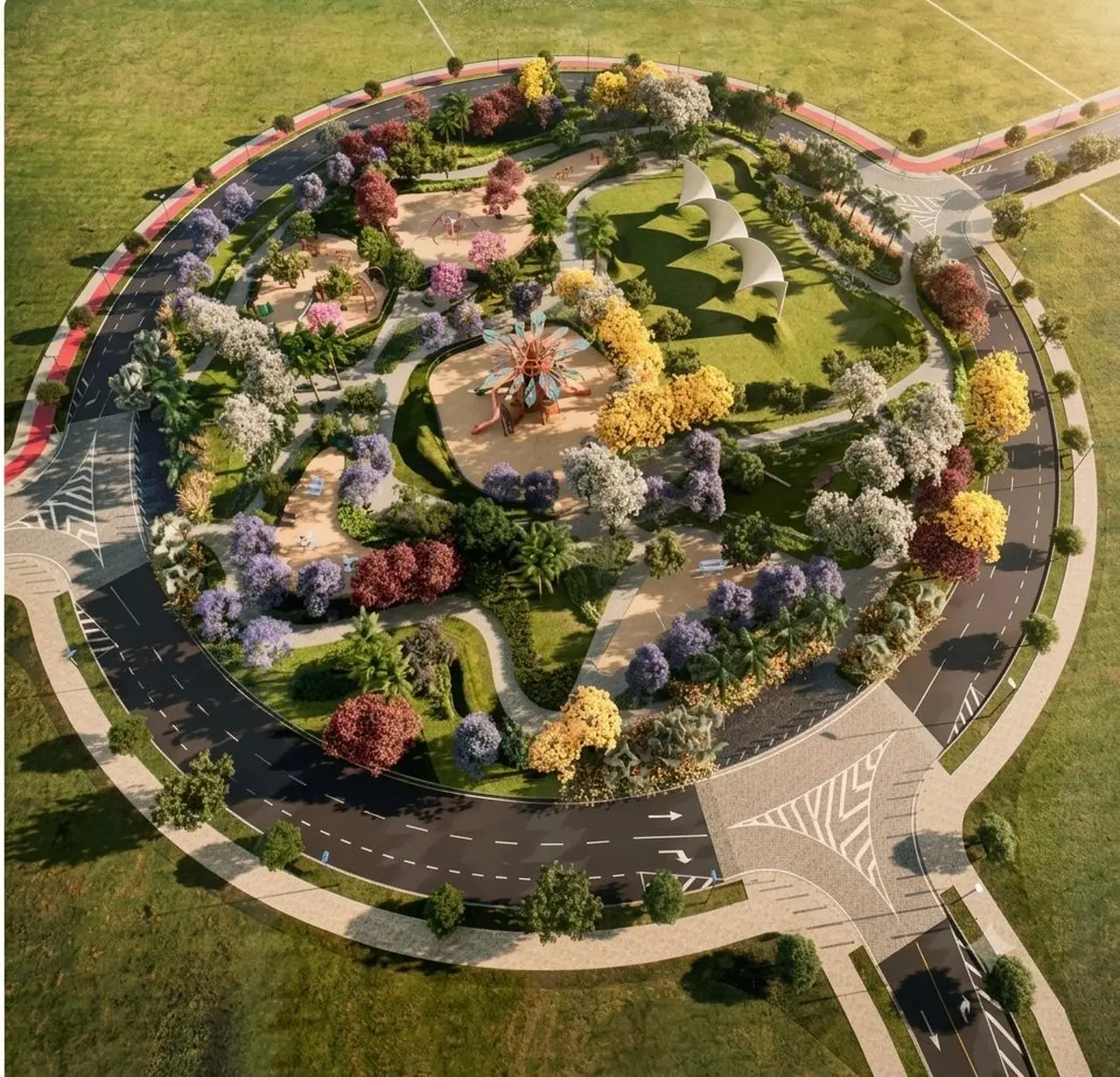 Nova praça central do Park Avenue, referência para o entorno das futuras torres residenciais
