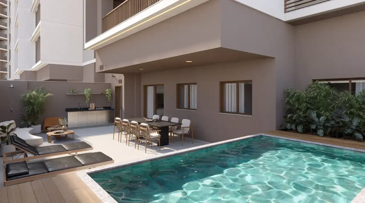 Espaço gourmet com piscina