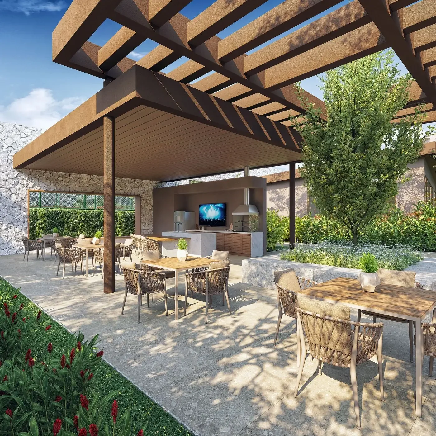 Churrasqueira gourmet do Woods Park Design (referência de lazer)